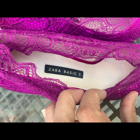 Zara Pink Lace pointy stiletto high heels - Picture 6 of 10